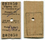 Bilet z Trzcinicy przez Kępno do Poznania 13 maja 1991